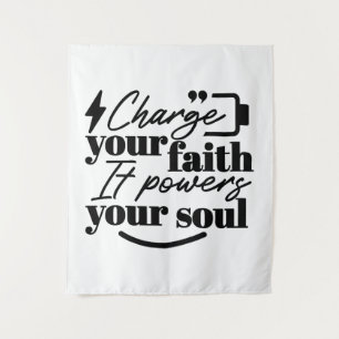 Charge Your Faith – Christian Inspirational Quote Tapestry