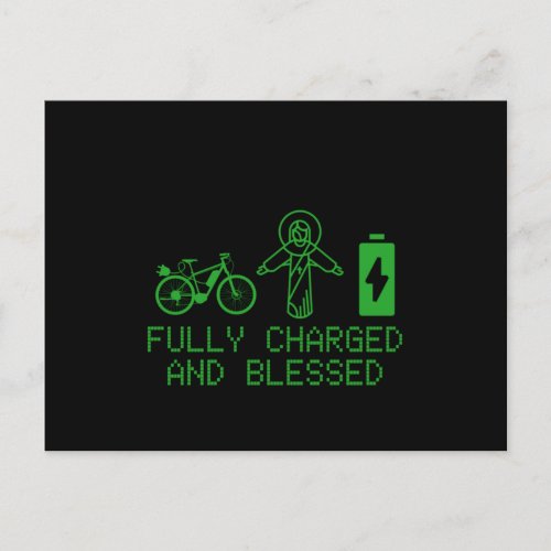 Charged And Blessed EBike Electric Bicycle Biking  Postcard
