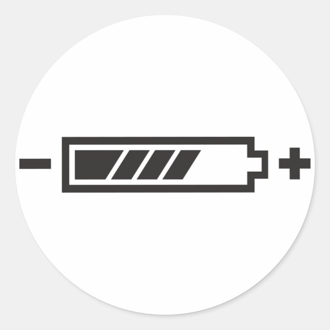 Charged - battery solar hybrid electric classic round sticker (Front)