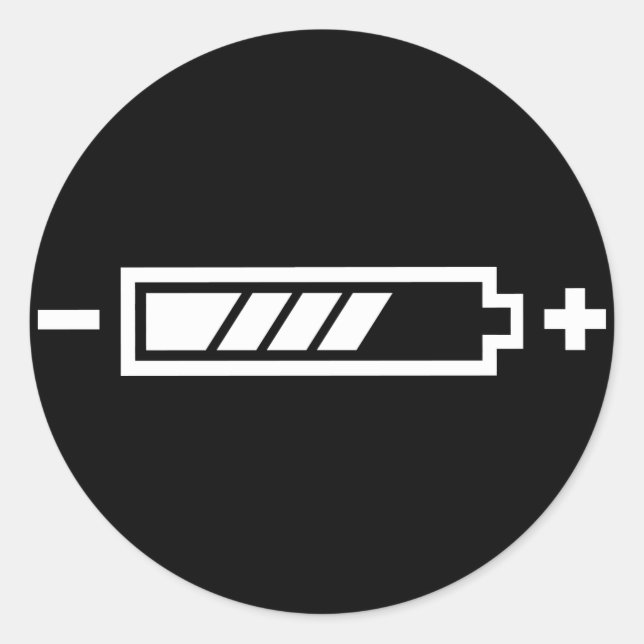 Charged - battery solar hybrid electric classic round sticker (Front)