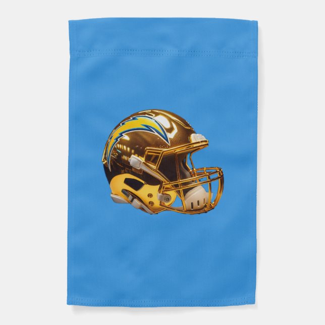 Chargers Custom Golden Chrome Helmet Garden Flag (Front)