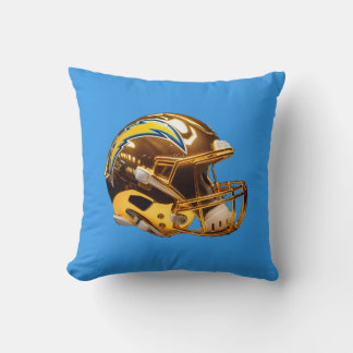 Chargers Custom Golden Chrome Helmet Throw Pillow