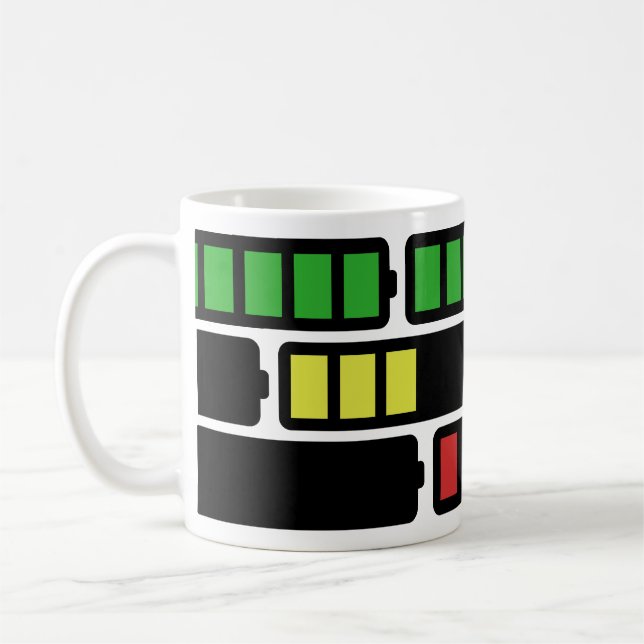 Charging Battery Red Green Coffee Caffeine Mug (Left)