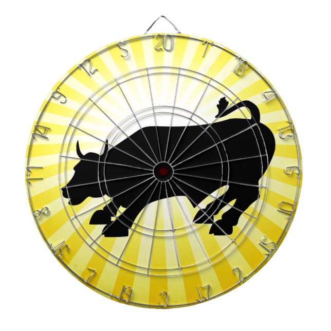 Charging Black Bull of Wall Street Dartboard (Front)