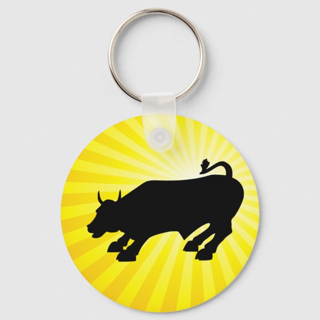 Charging Black Bull of Wall Street Keychain (Front)