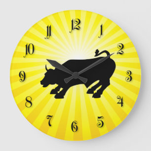 Charging Black Bull of Wall Street Large Clock