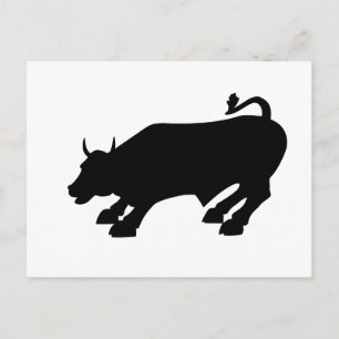 Charging Black Bull of Wall Street Postcard