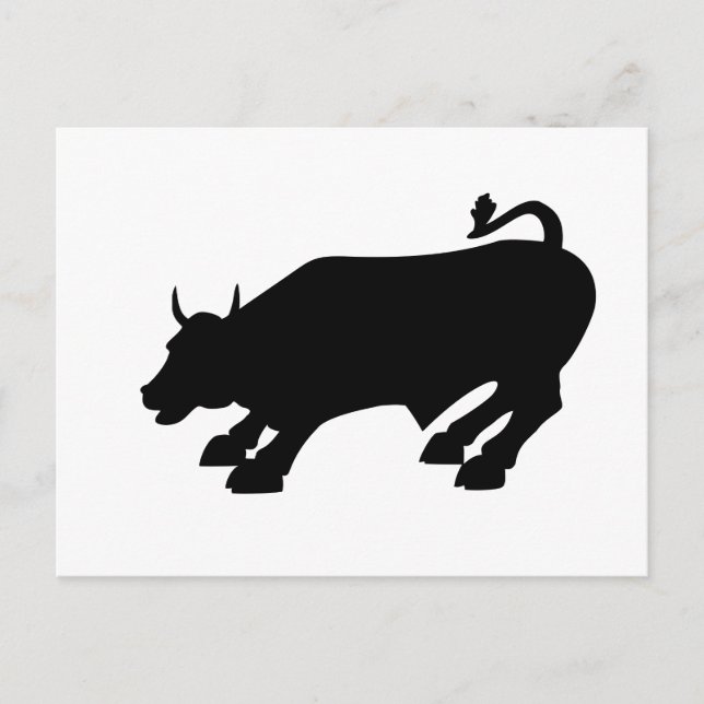 Charging Black Bull of Wall Street Postcard (Front)