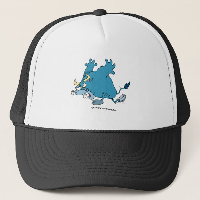 charging bull cartoon trucker hat (Front)