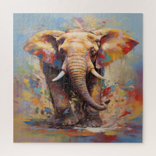 Charging Bull Elephant  _ 20 x 20  _ 676 Pieces Jigsaw Puzzle
