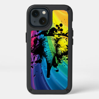 Charging Bull Elephant on Rainbow Speck iPhone 13 Case