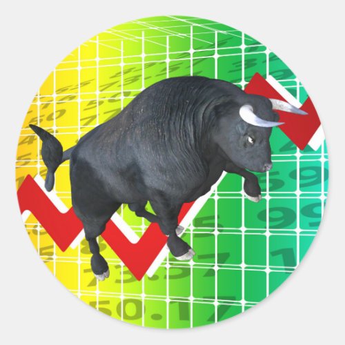 Charging Bull Market Run Classic Round Sticker