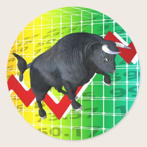 Charging Bull Market Run Classic Round Sticker