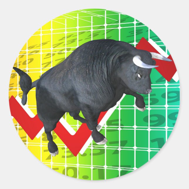 Charging Bull Market Run Classic Round Sticker (Front)