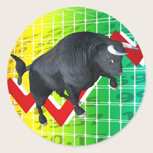 Charging Bull Market Run Classic Round Sticker