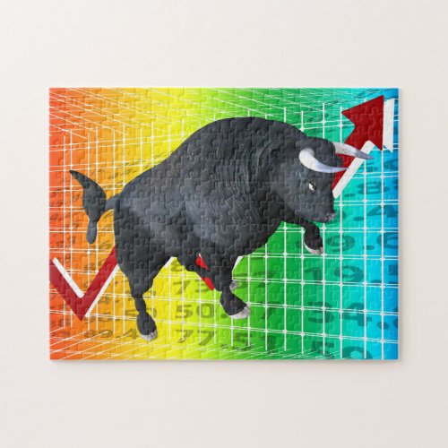 Charging Bull Market Run Jigsaw Puzzle
