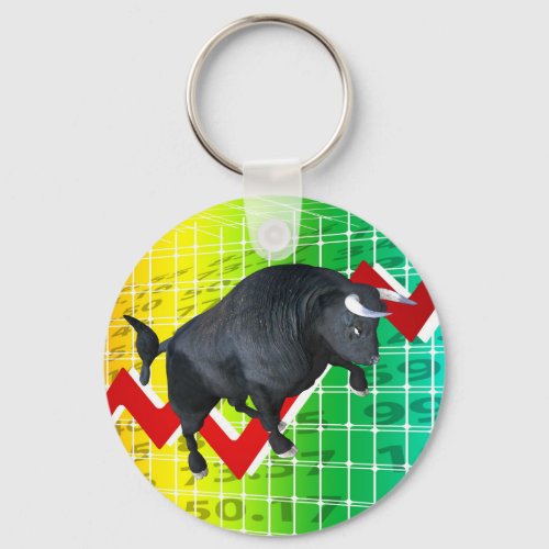 Charging Bull Market Run Keychain