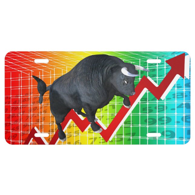 Charging Bull Market Run  License Plate (Front)
