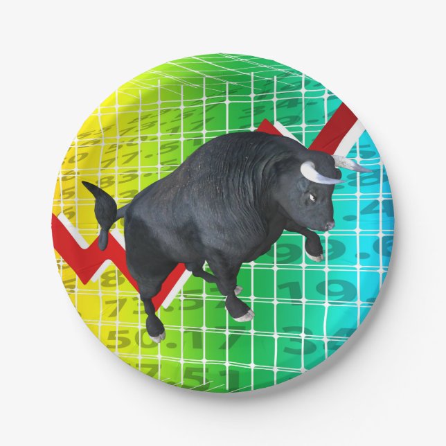 Charging Bull Market Run Paper Plates (Front)