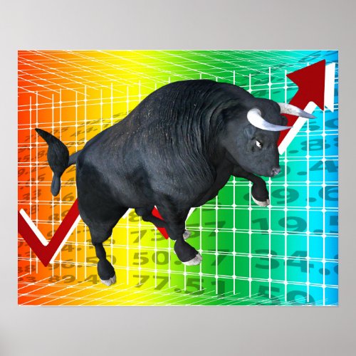 Charging Bull Market Run Poster