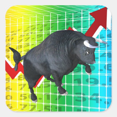 Charging Bull Market Run Square Sticker