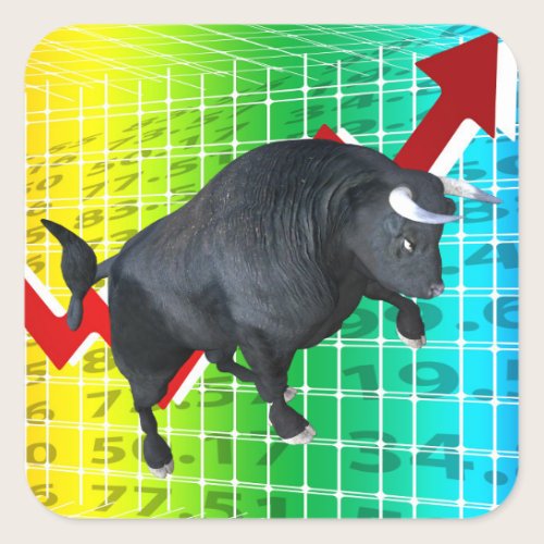 Charging Bull Market Run Square Sticker