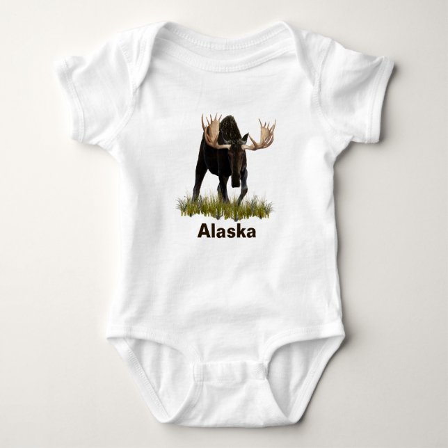 Charging Bull Moose Baby Bodysuit (Front)