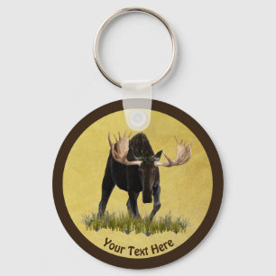 Charging Bull Moose Keychain