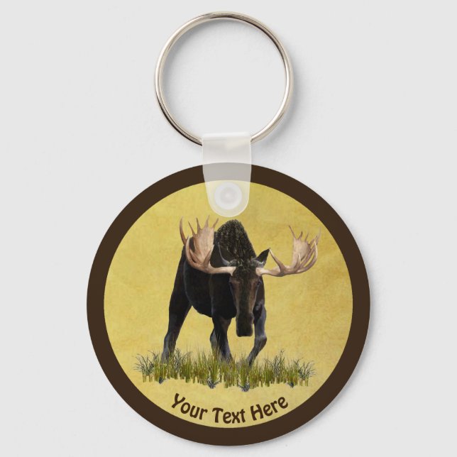Charging Bull Moose Keychain (Front)