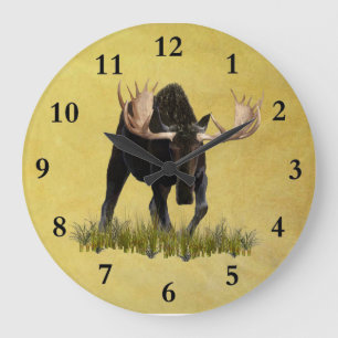 Charging Bull Moose Large Clock