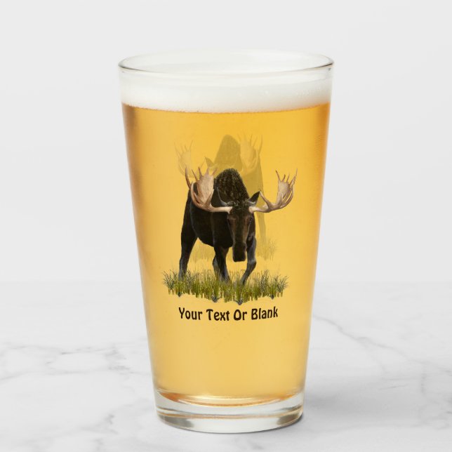 Charging Bull Moose On Old Paper Glass (Front Filled)