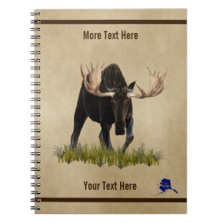 Charging Bull Moose On Old Paper