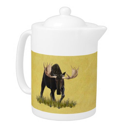 Charging Bull Moose Teapot