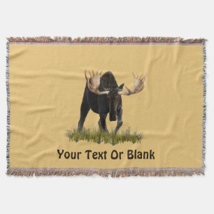 Charging Bull Moose Throw Blanket