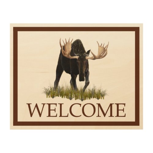 Charging Bull Moose _ Welcome Wood Wall Decor