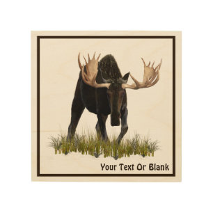 Charging Bull Moose Wood Wall Art