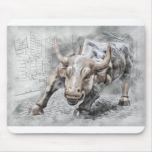 Charging Bull of Wall Street Mouse Pad