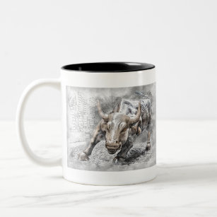 Charging Bull of Wall Street Two-Tone Coffee Mug