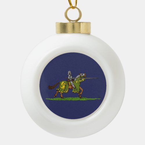 Charging Medieval Knight Ceramic Ball Christmas Ornament