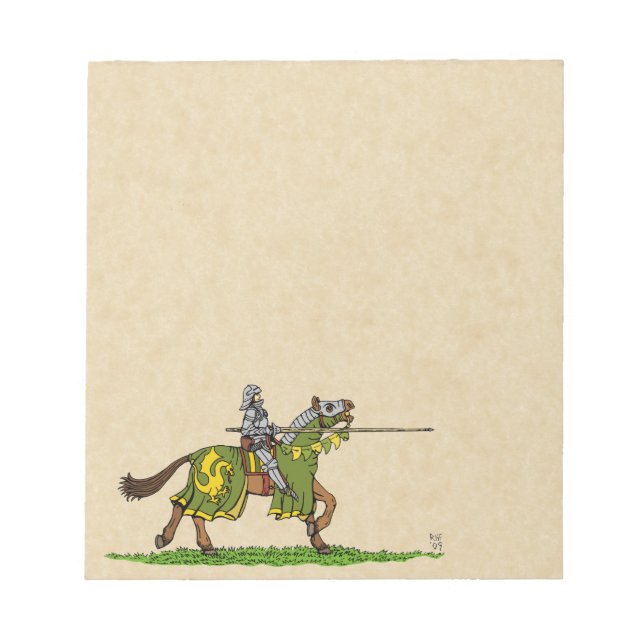Charging Medieval Knight Notepad (Front)