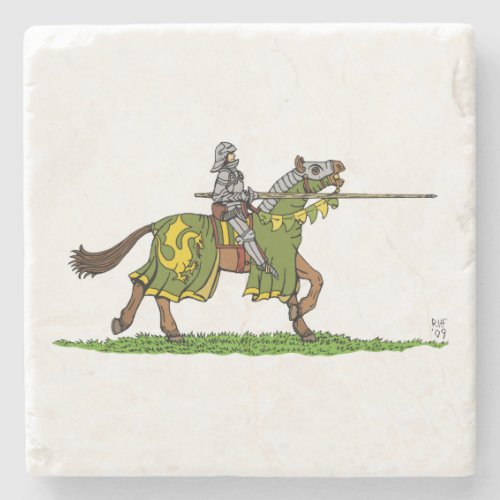 Charging Medieval Knight Stone Coaster