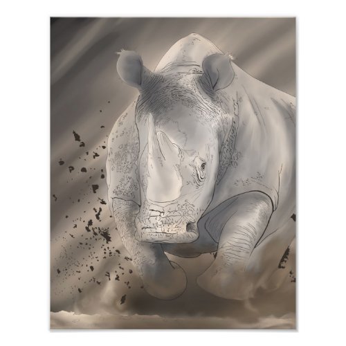 Charging Rhino Photo Print