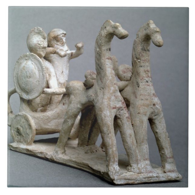 Chariot and horses, from the Tomb of Princess Nefe Ceramic Tile (Front)