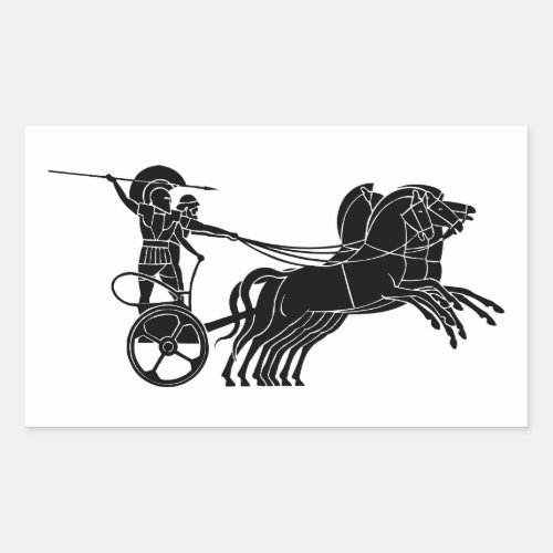 ChariotHorse carriage Greek relief design Rectangular Sticker