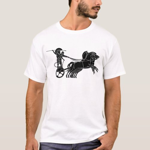 ChariotHorse carriage Greek relief design T_Shirt