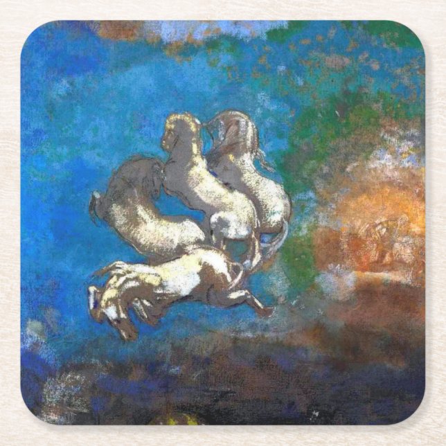 Chariot of Apollo, Redon Square Paper Coaster (Front)