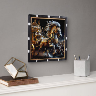 Chariot of Obsidian: Flash of Steel Square Wall Clock
