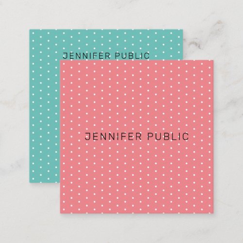 Charisma Red  Light Teal Elegant Simple Template Square Business Card
