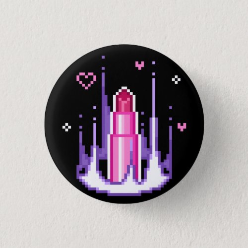 Charisma Stat Gamer Pink Pixel Art Lipstick Button