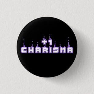 Charisma Stat Gamer Purple Pixel Art Slogan Button